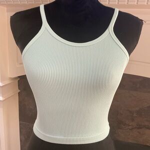 FP Movement by Free People Happiness Runs Light Green Ribbed Cropped Tank